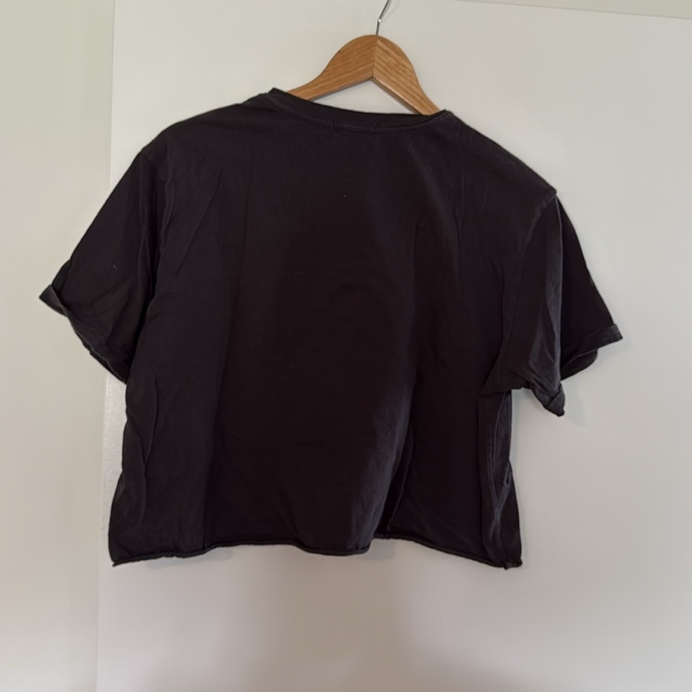 Zutter Free Bird Black Graphic Cropped Tee Size Large - Picture 2 of 4